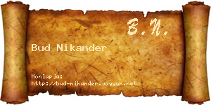 Bud Nikander névjegykártya